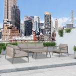 Lifestyle 45 View for Olio 4 Piece Sofa Loveseat Set - Slate/Pebble Gray - Canvas Charcoal OLIO-SL-PG-SET137 By Harmonia Living