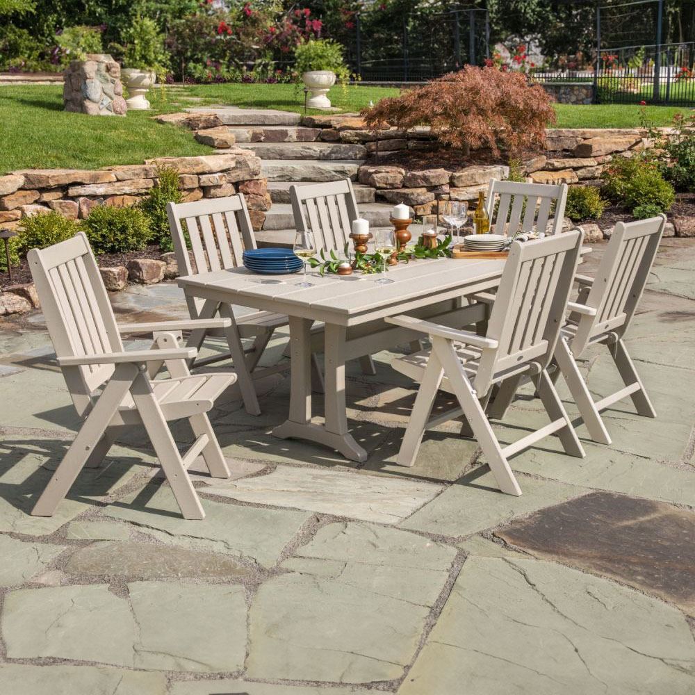 Vineyard 7 Piece Farmhouse Folding Dining Set Seats 6 PWS341 1 by POLYWOOD