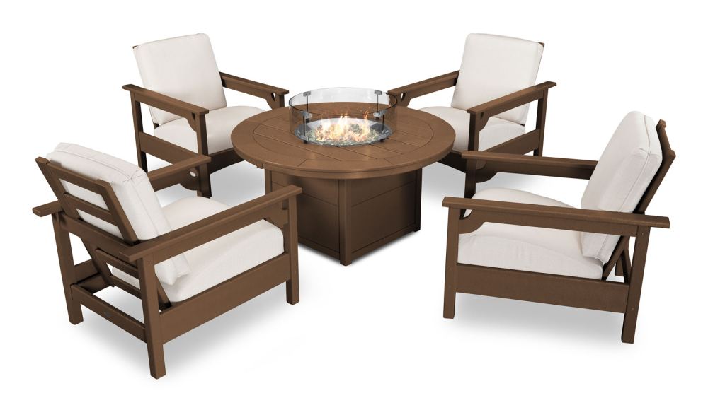 Club Deep Seating 5-Piece Conversation Set with Fire Pit